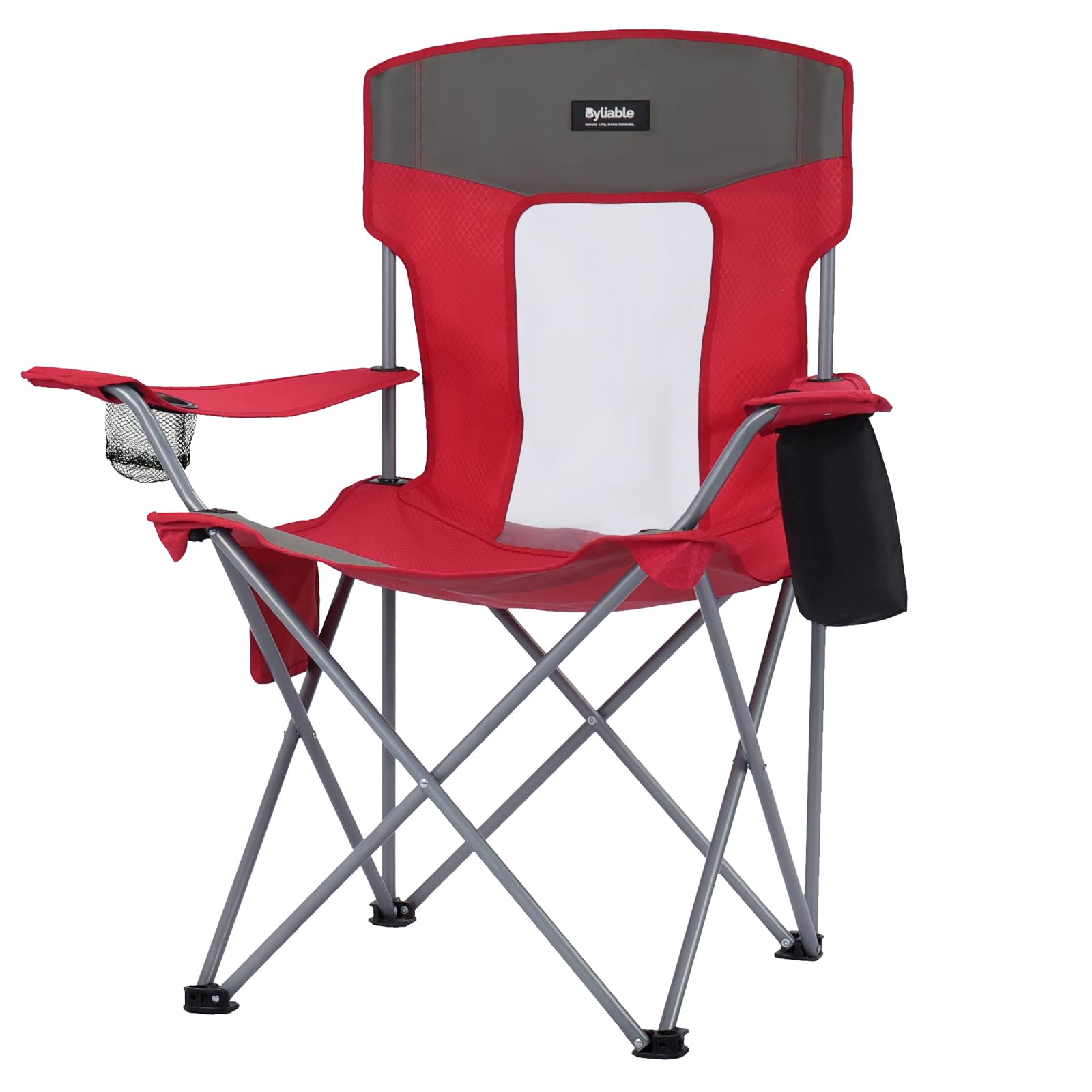 Camping Folding Chair Outdoor Lawn Portable Lightweight Camp Folding Chairs for Adult Outside with Cup Holder, Cooler Pouch & Side Pocket for Camping, Beach, Fishing, Sports or Tailgating Events, Blue