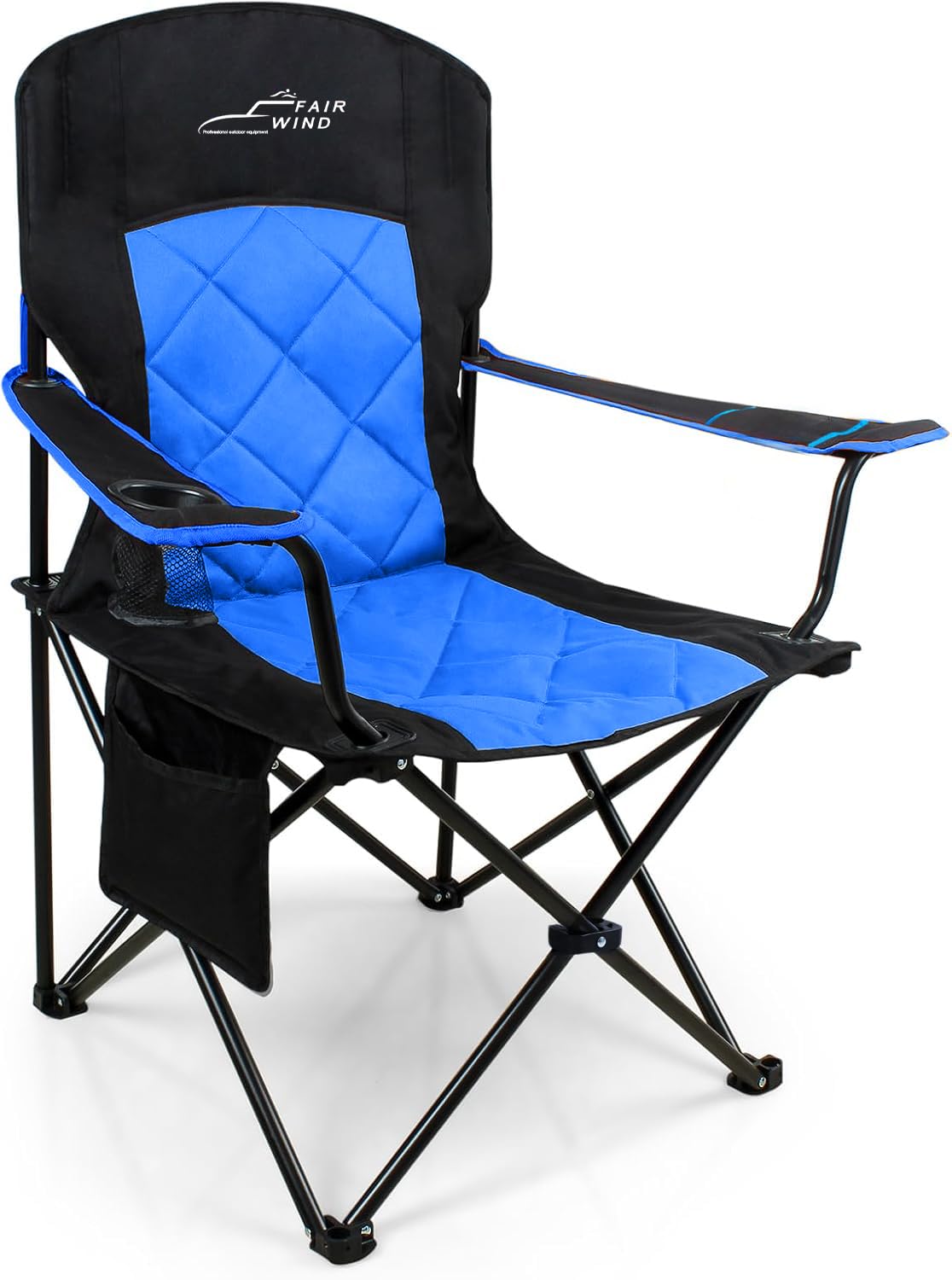 FAIR WIND 2 Pack Fully Padded Camping Chair 350LBS Capacity Heavy Duty Portable Chair with Cup Holder &Side Pocket Lawn Chair for Outside, Tailgating,Beach, Sports