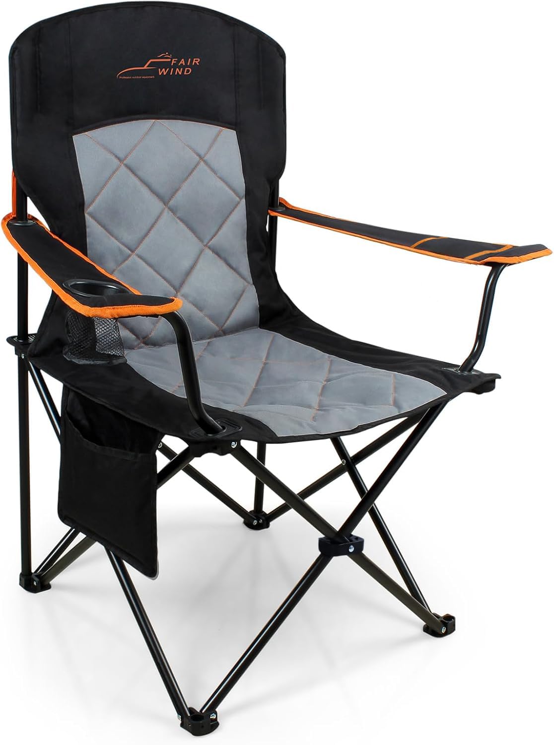 FAIR WIND 2 Pack Fully Padded Camping Chair 350LBS Capacity Heavy Duty Portable Chair with Cup Holder &Side Pocket Lawn Chair for Outside, Tailgating,Beach, Sports