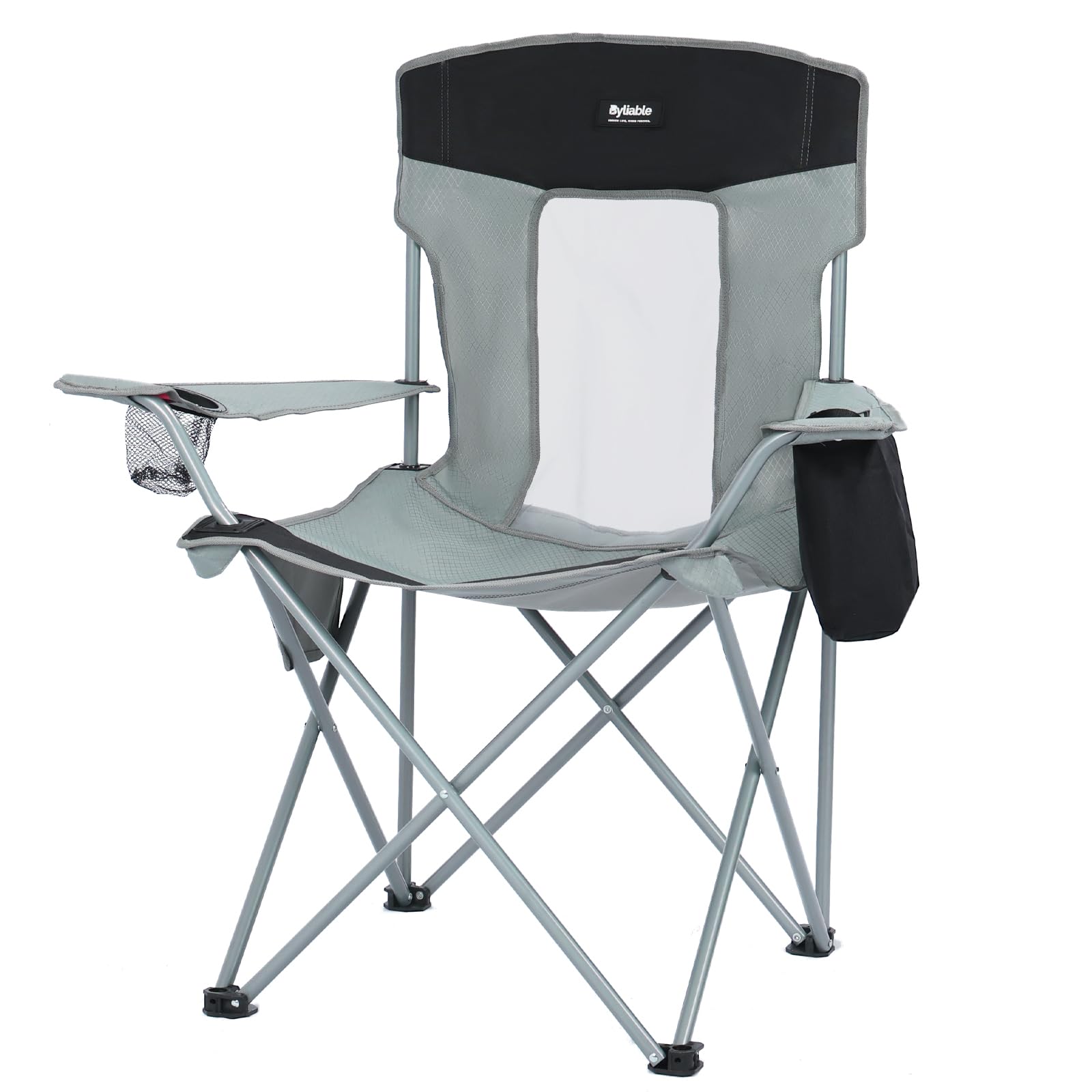 Camping Folding Chair Outdoor Lawn Portable Lightweight Camp Folding Chairs for Adult Outside with Cup Holder, Cooler Pouch & Side Pocket for Camping, Beach, Fishing, Sports or Tailgating Events, Blue