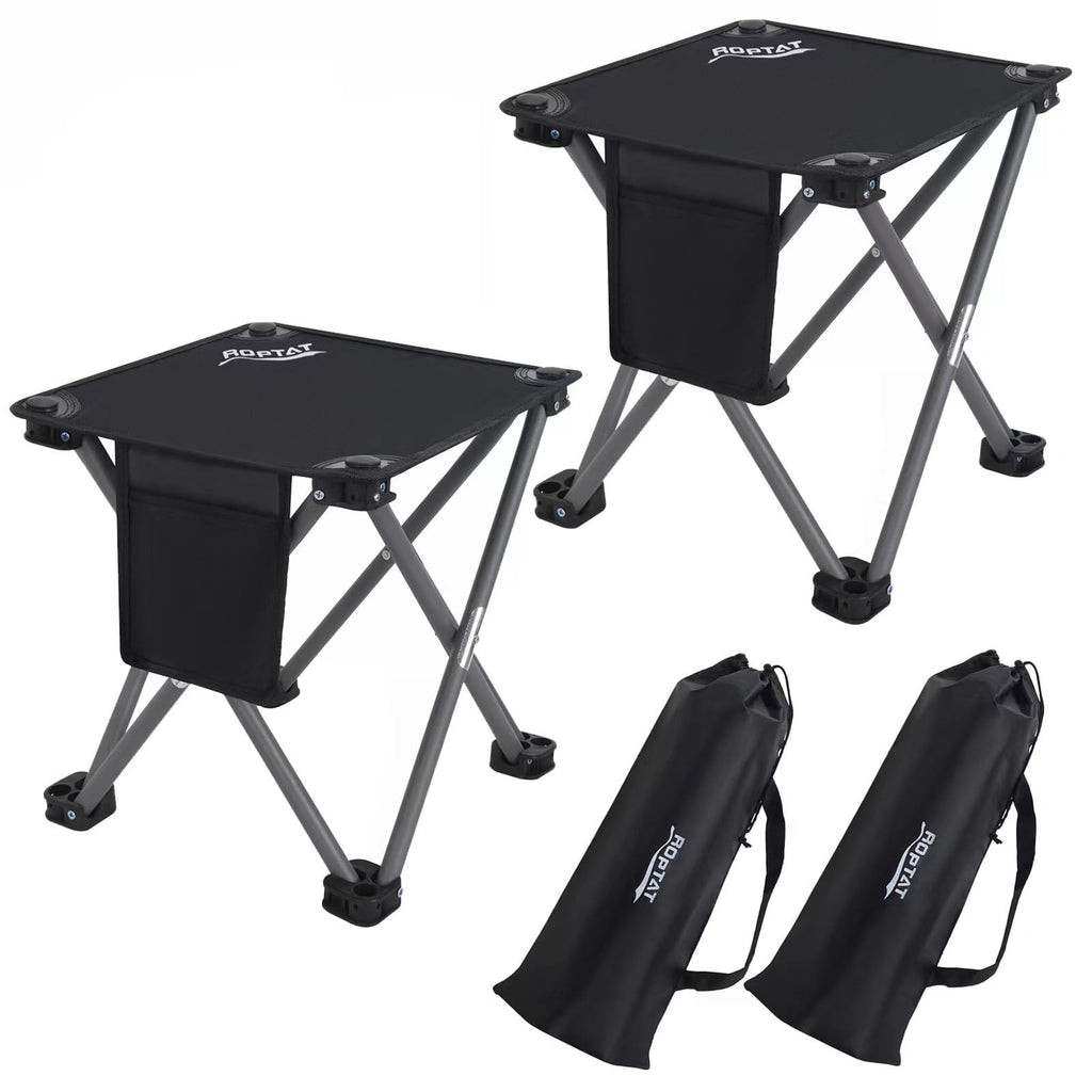 Roptat 2 Pack Camping Stool, Portable Folding Compact Lightweight Stool Seat for Camping Fishing Hiking Gardening Outdoor Walking Backpacking Traveling and Beach with Carry Bag