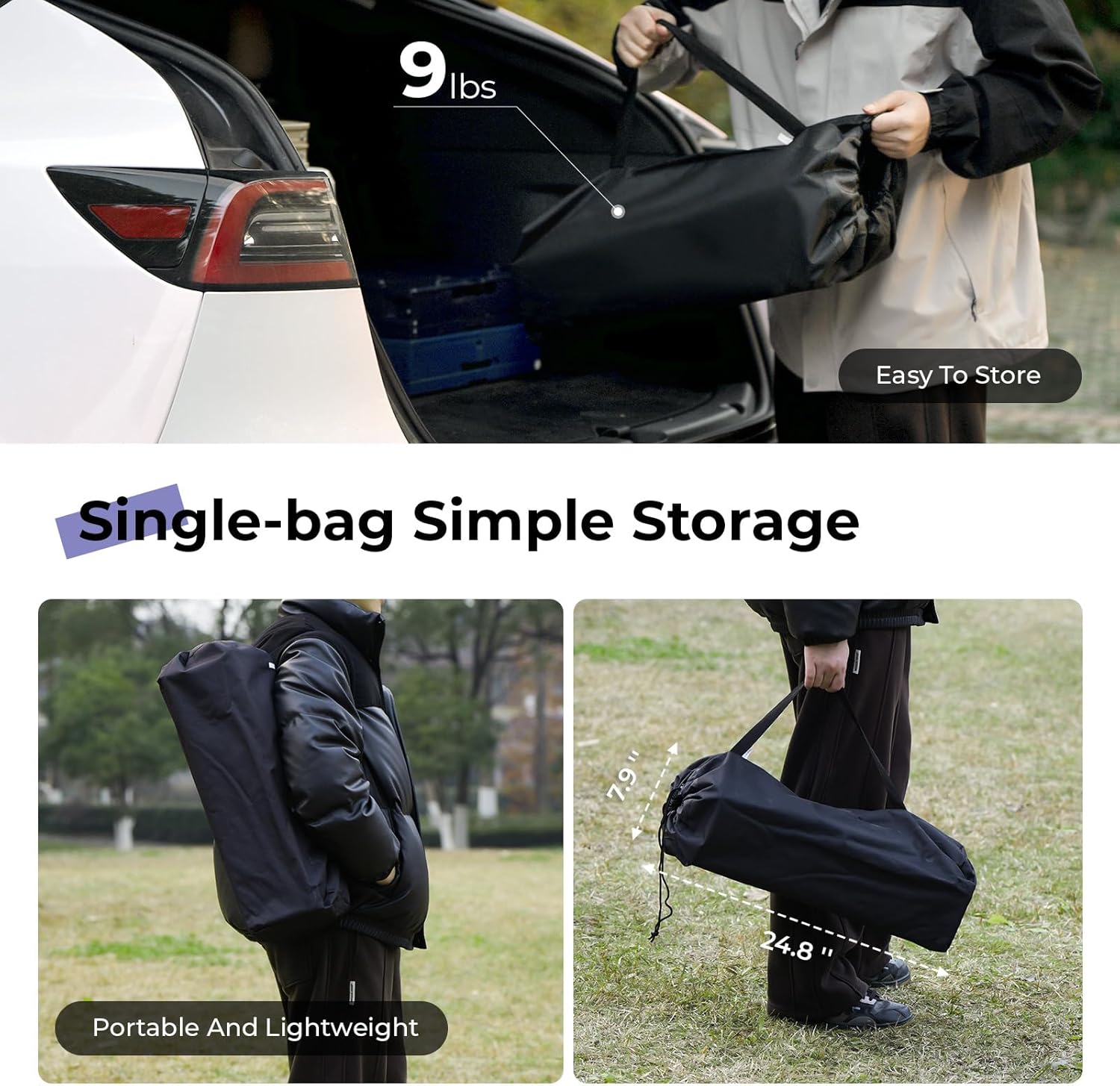 Byliable Camping Table Folding Portable Camp Aluminum Fold Up Lightweight Roll Up Table Adjustable Height with Carry Bag Indoor Outdoor for Camping, Picnic, Backyard, BBQ, Patio, Black