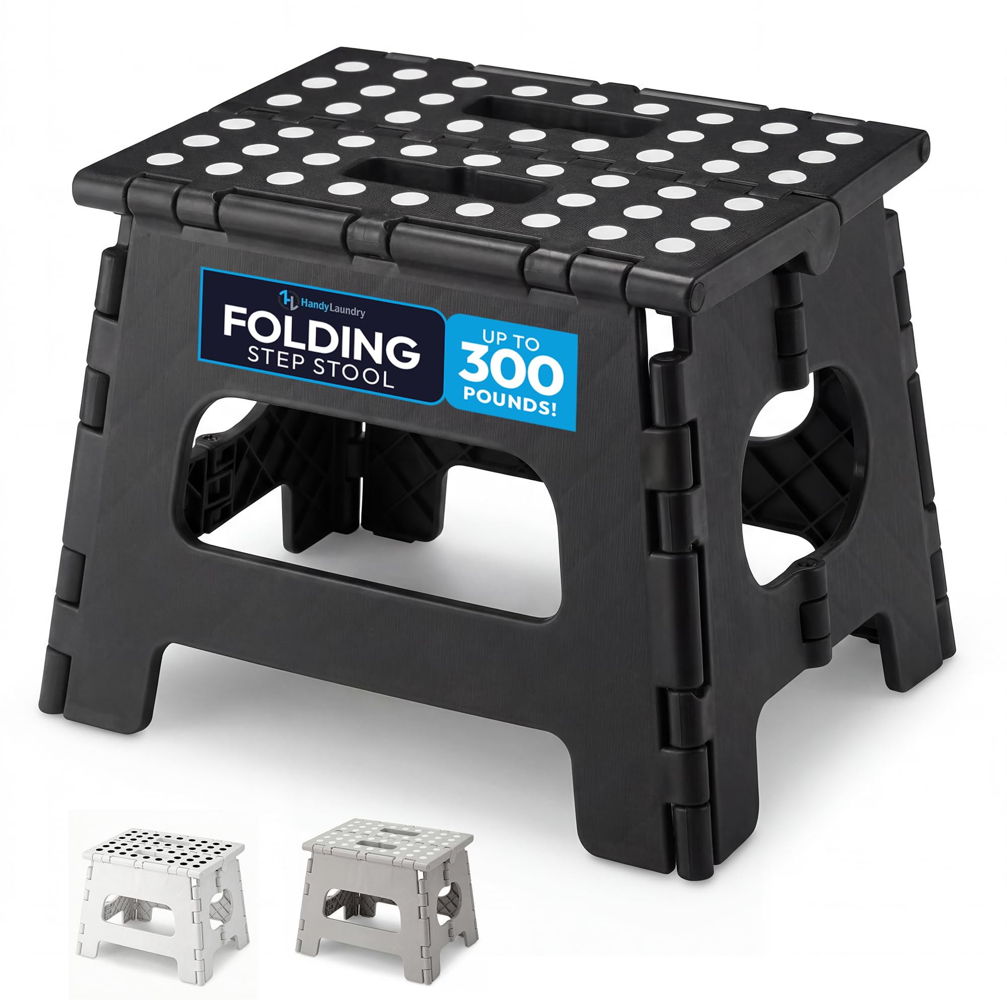 Handy Laundry Folding Lightweight Step Stool - Sturdy Enough to Support Adults and Safe Enough for Kids - Opens Easy with One Flip - Great for Kitchen, Bathroom or Bedroom (Gray - 8 Inch)