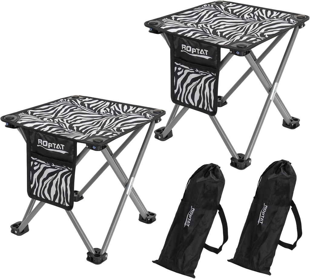 Roptat 2 Pack Camping Stool, Portable Folding Compact Lightweight Stool Seat for Camping Fishing Hiking Gardening Outdoor Walking Backpacking Traveling and Beach with Carry Bag