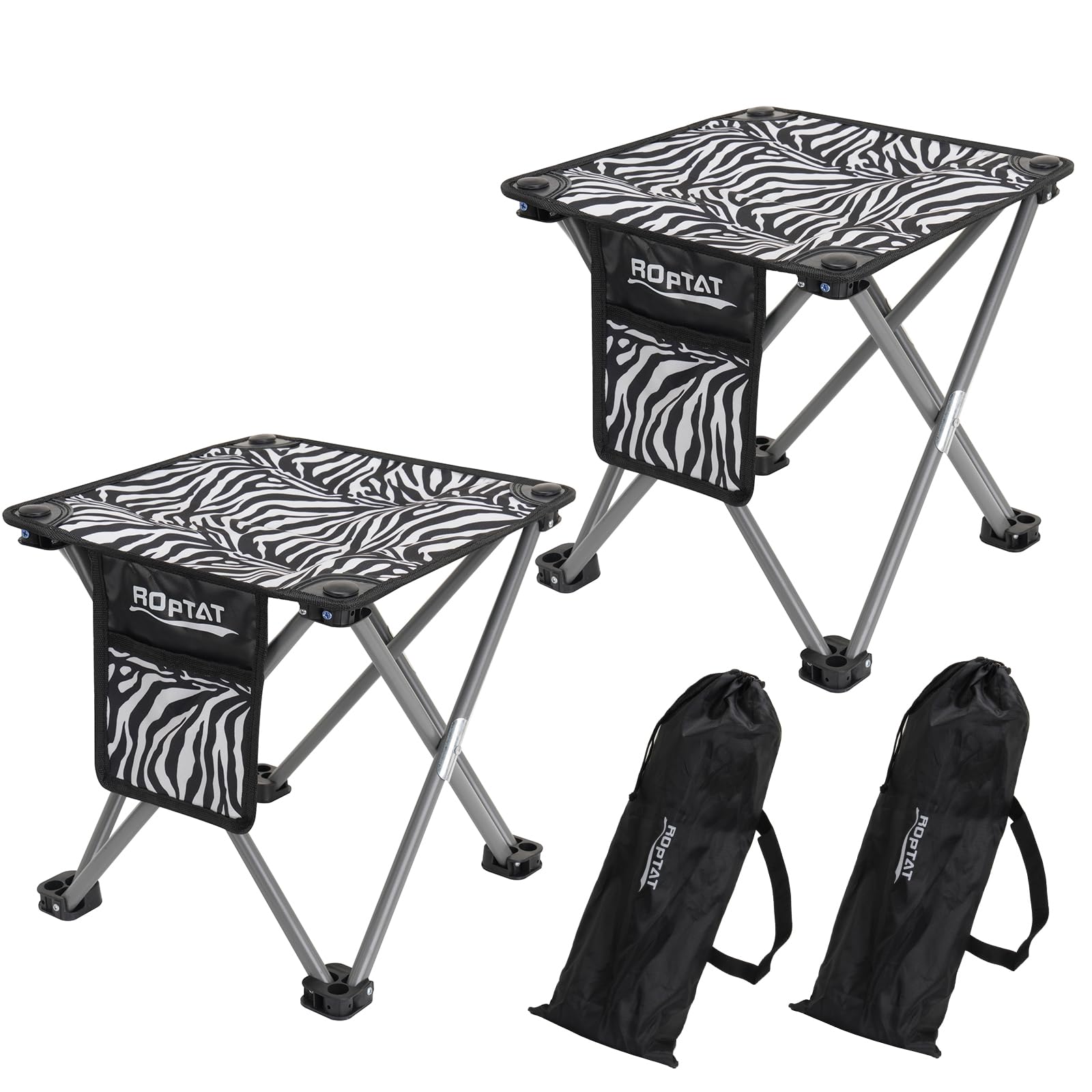 Roptat 2 Pack Camping Stool,Portable Folding Compact Lightweight Stool Seat for Camping Fishing Hiking Gardening Outdoor Walking Backpacking Travelling and Beach with Carry Bag