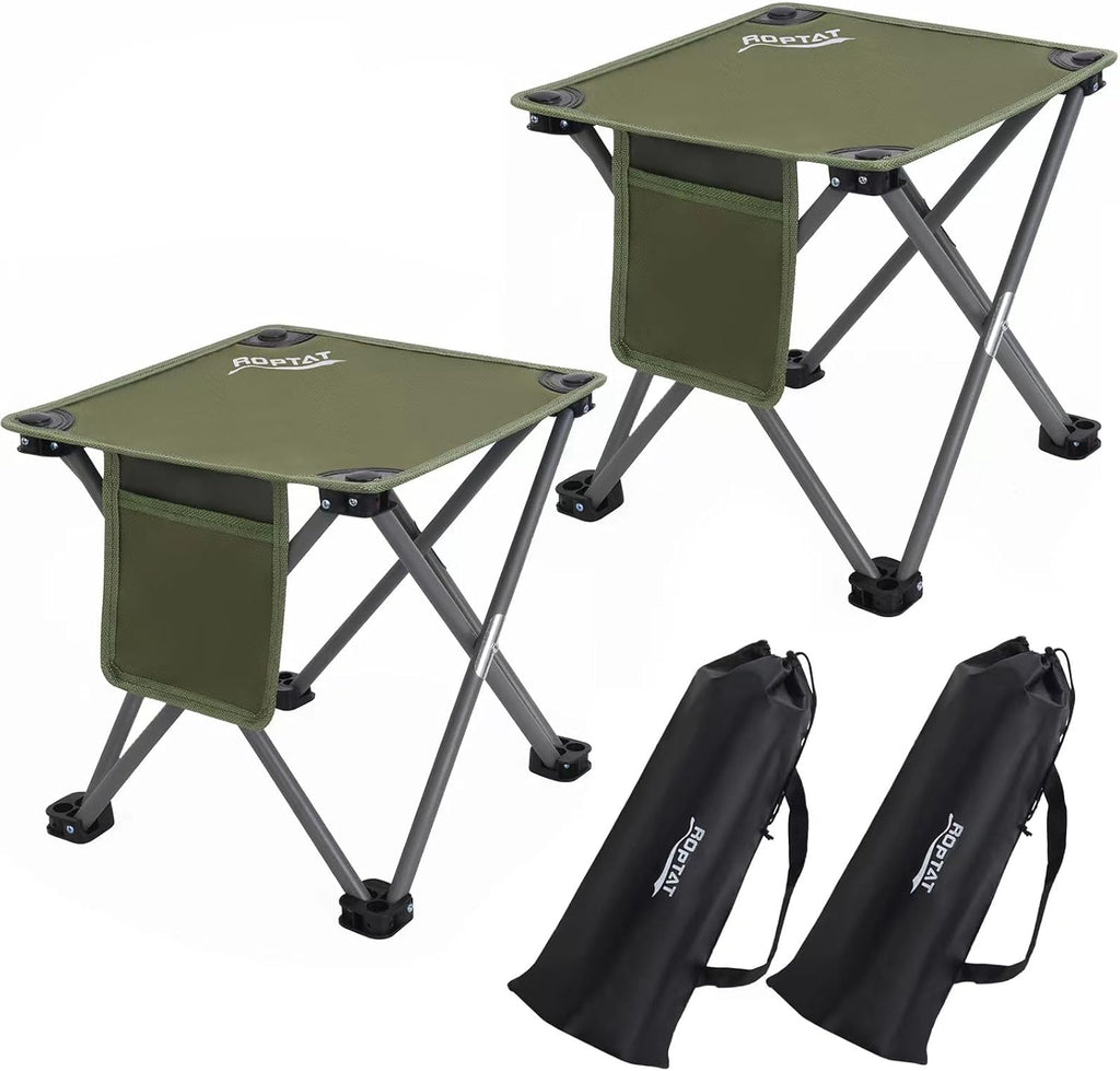 Roptat 2 Pack Camping Stool, Portable Folding Compact Lightweight Stool Seat for Camping Fishing Hiking Gardening Outdoor Walking Backpacking Traveling and Beach with Carry Bag