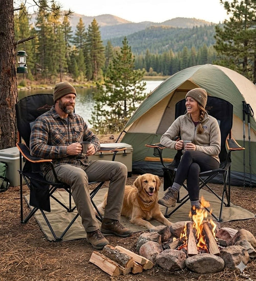 FAIR WIND 2 Pack Fully Padded Camping Chair 350LBS Capacity Heavy Duty Portable Chair with Cup Holder &Side Pocket Lawn Chair for Outside, Tailgating,Beach, Sports