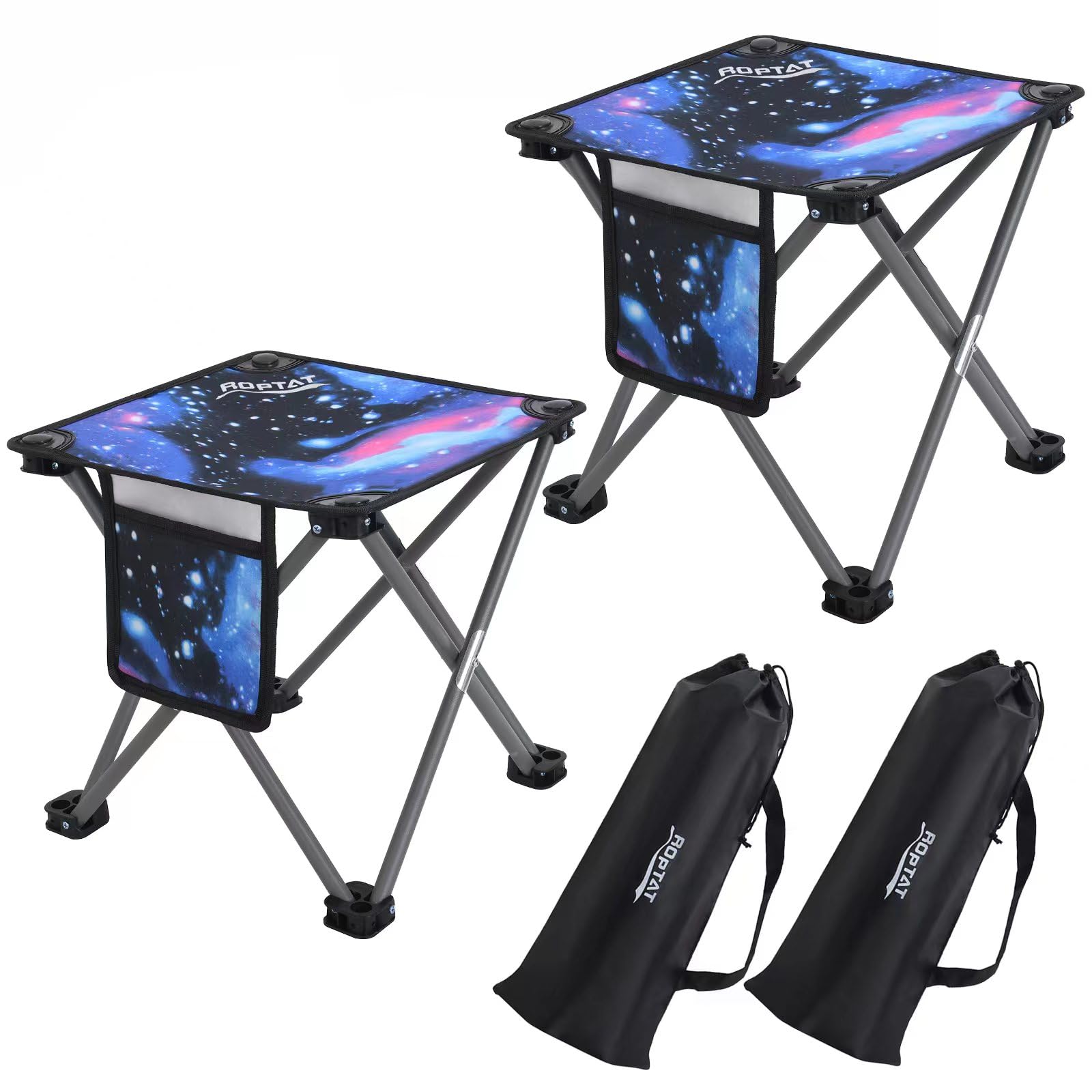Roptat 2 Pack Camping Stool,Portable Folding Compact Lightweight Stool Seat for Camping Fishing Hiking Gardening Outdoor Walking Backpacking Travelling and Beach with Carry Bag