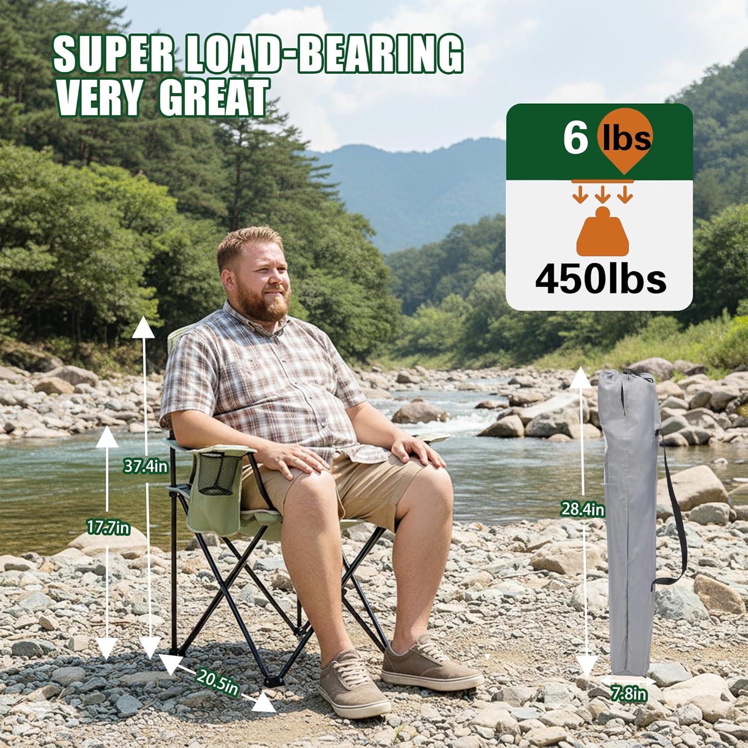 Portable Outdoor Folding Chair with Cup Holder & Cooler Bag - Breathable Mesh, Wide Armrests, Ergonomic Design for Camping, Beach, Backyard - Includes Storage Bag & Bottle Opener (Black/Green/Red)